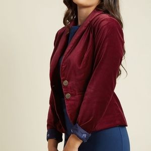 Modcloth maroon velvet blazer